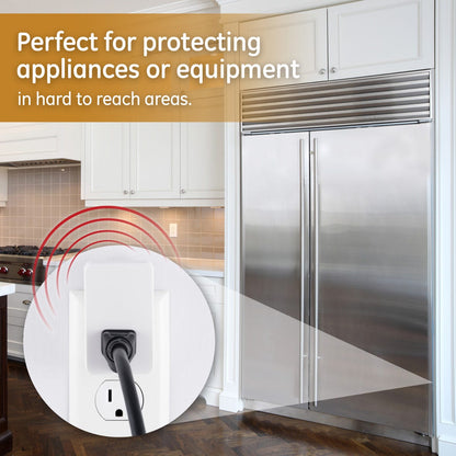GE UltraPro 1-Outlet Wall Tap with Surge Protection and Audible Alarm, White