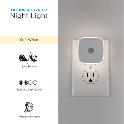 Enbrighten Mini LED Motion-Sensing Night Light, 2 Pack, White