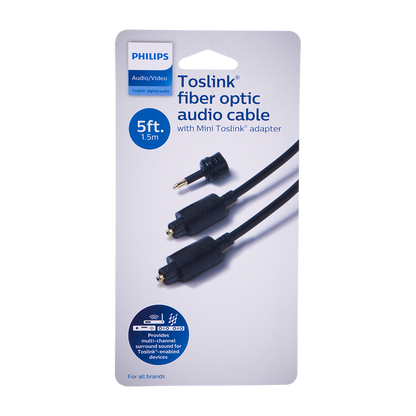 Philips 5 ft. Toslink Fiber Optic Audio Cable, Black