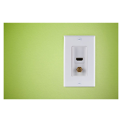 GE HDMI and Coax Cable Wall Plate, White