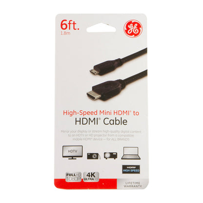 GE 6ft. High-Speed Mini HDMI to HDMI Cable, Black