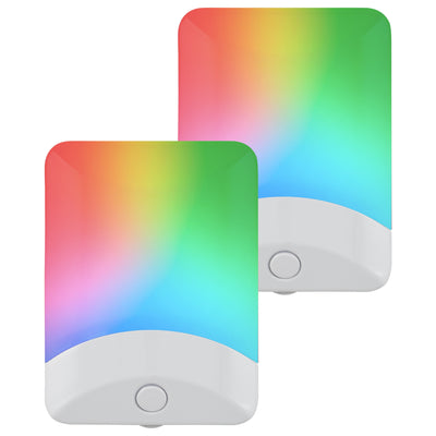 GE Color Changing Light Sensing LED Night Light, 2 Pack, White