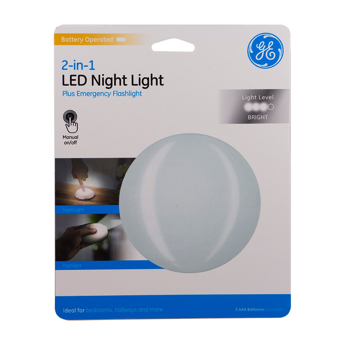 GE Battery Operated 2-in-1 LED Night Light, White