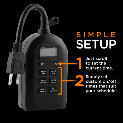 myTouchSmart Indoor/Outdoor Plug-In Simple Digital Timer, Black