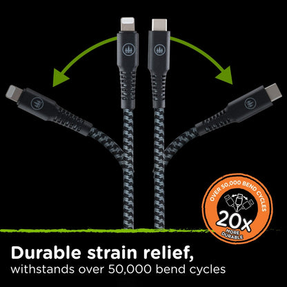 EcoSurvivor 4ft. USB-C to Lightning™ Charging Cable, Black