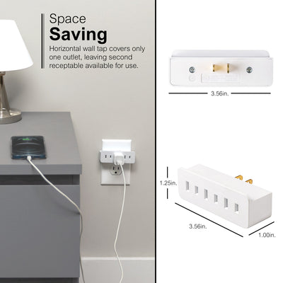 GE 3-Outlet Polarized Wall Tap, White