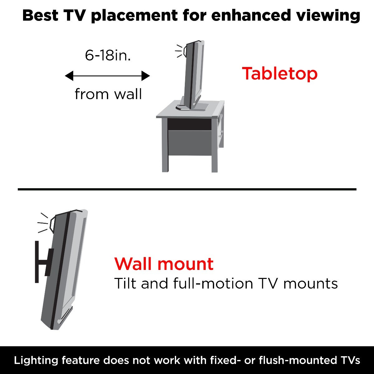 UltraPro Enlighten Backlight TV Bracket with Bias LED Lighting, Black