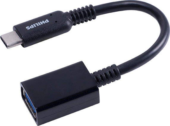 Philips USB-C to USB-A Female Adapter, Black