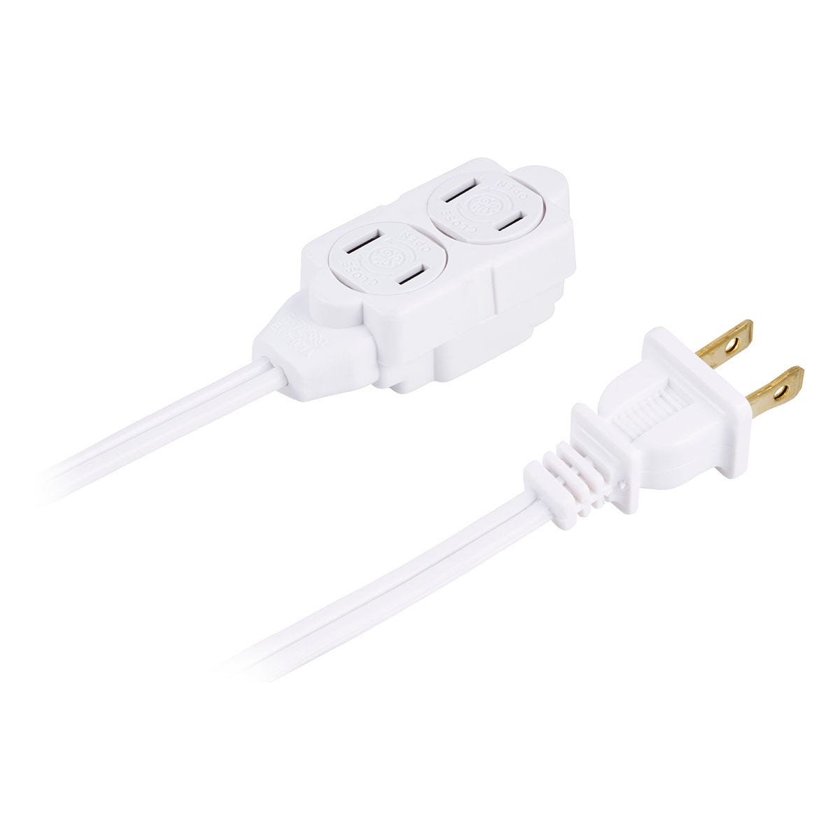 GE 3-Outlet 6ft. Extension Cord with Twist-to-Close Safety Outlets, White
