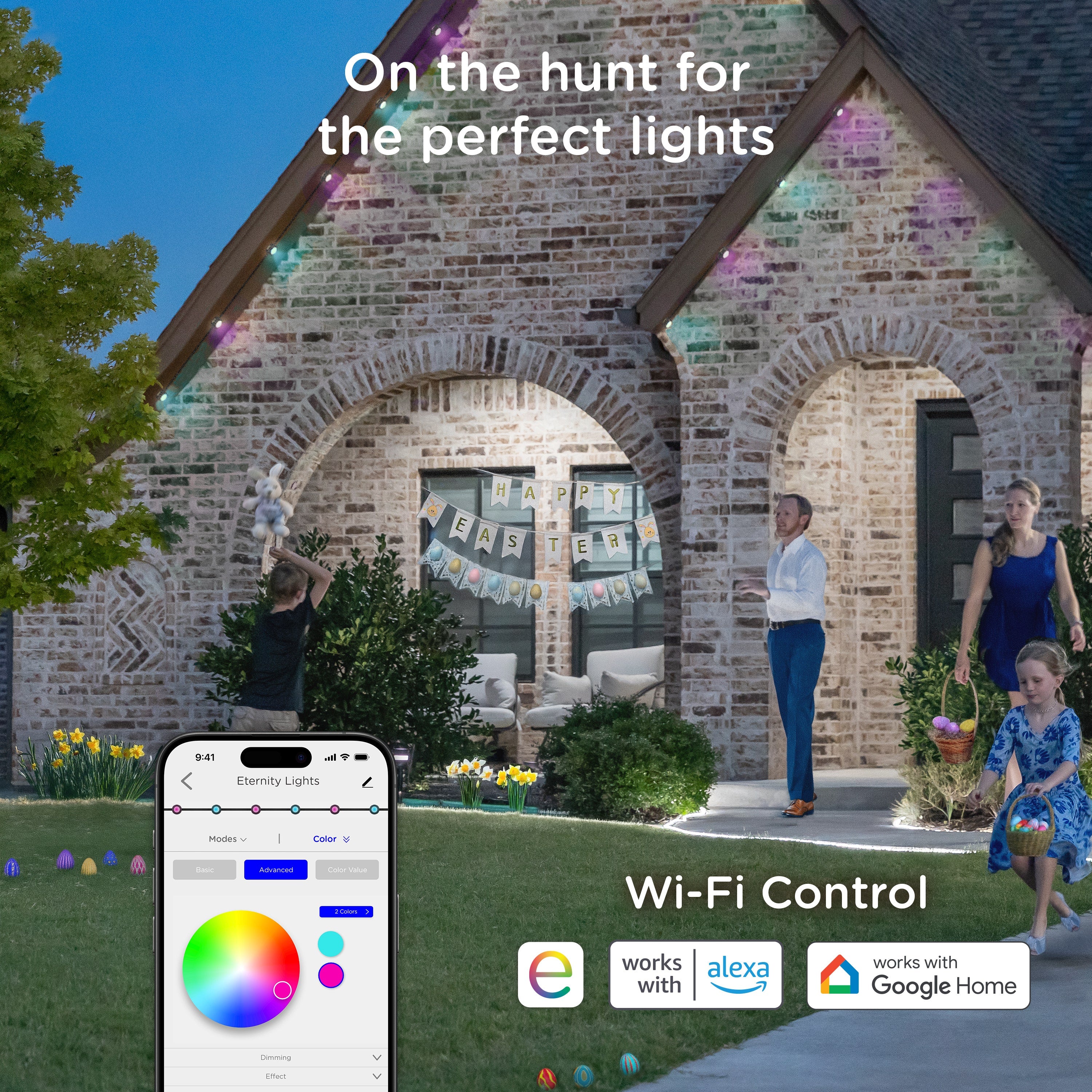 Enbrighten WiFi VIBE Color-Changing Permanent Outdoor Eternity Eave Lights, 108 Lights, 150ft. White