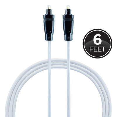 GE 6ft. Digital Toslink Fiber Optic Cable with Mini Toslink Adapters, Silver