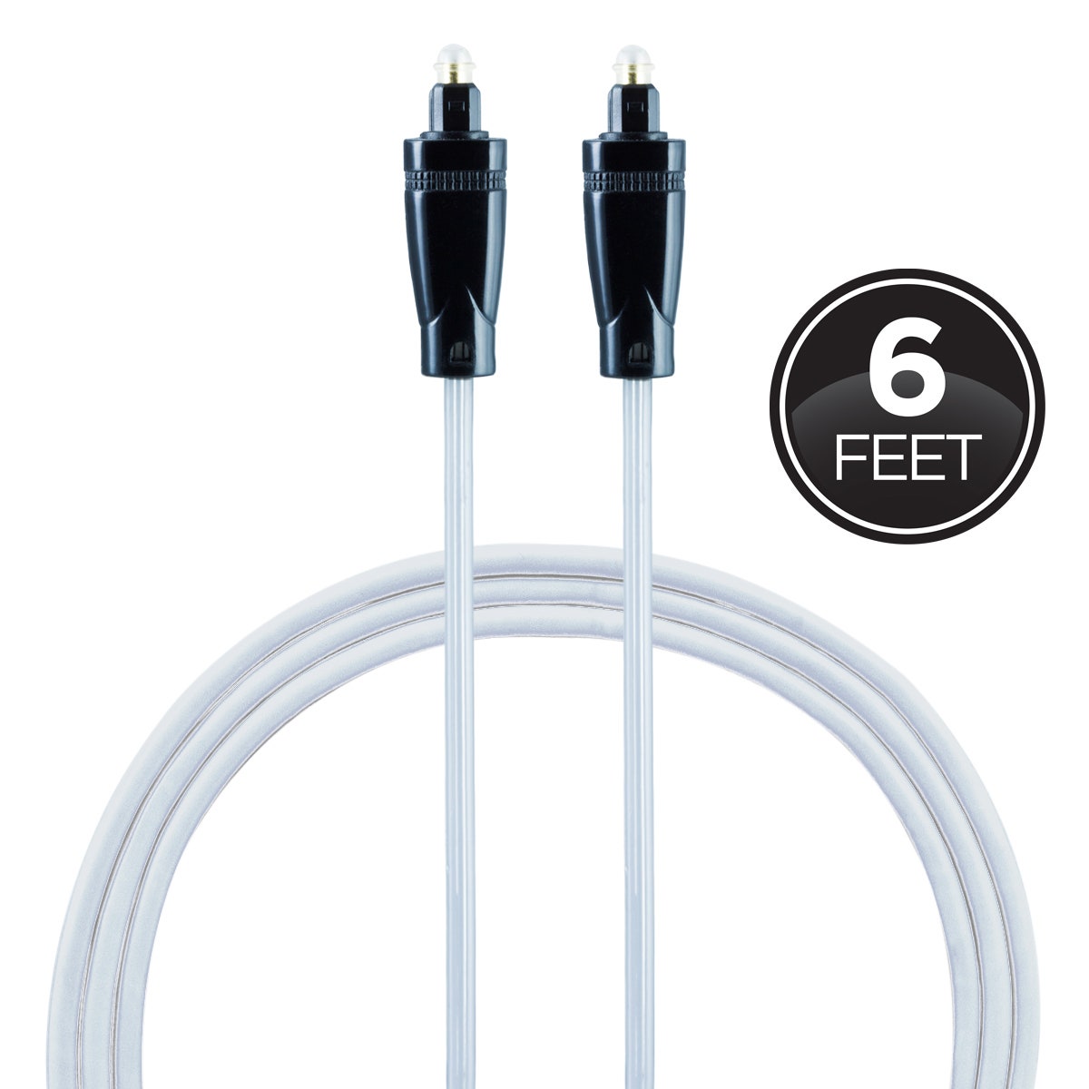 GE 6ft. Digital Toslink Fiber Optic Cable with Mini Toslink Adapters, Silver