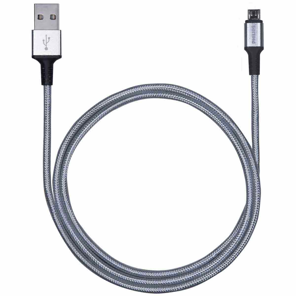 Philips 3ft. USB-A to Micro USB Charging Cable, Silver