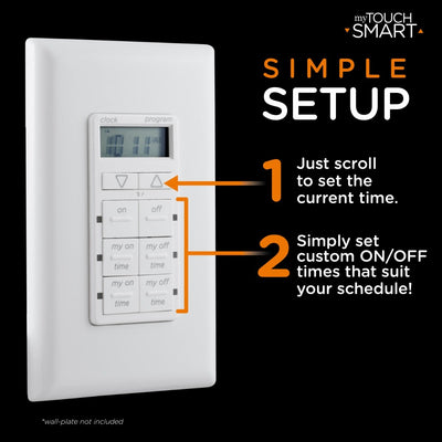 myTouchSmart Indoor In-Wall Simple Set Digital Timer, White