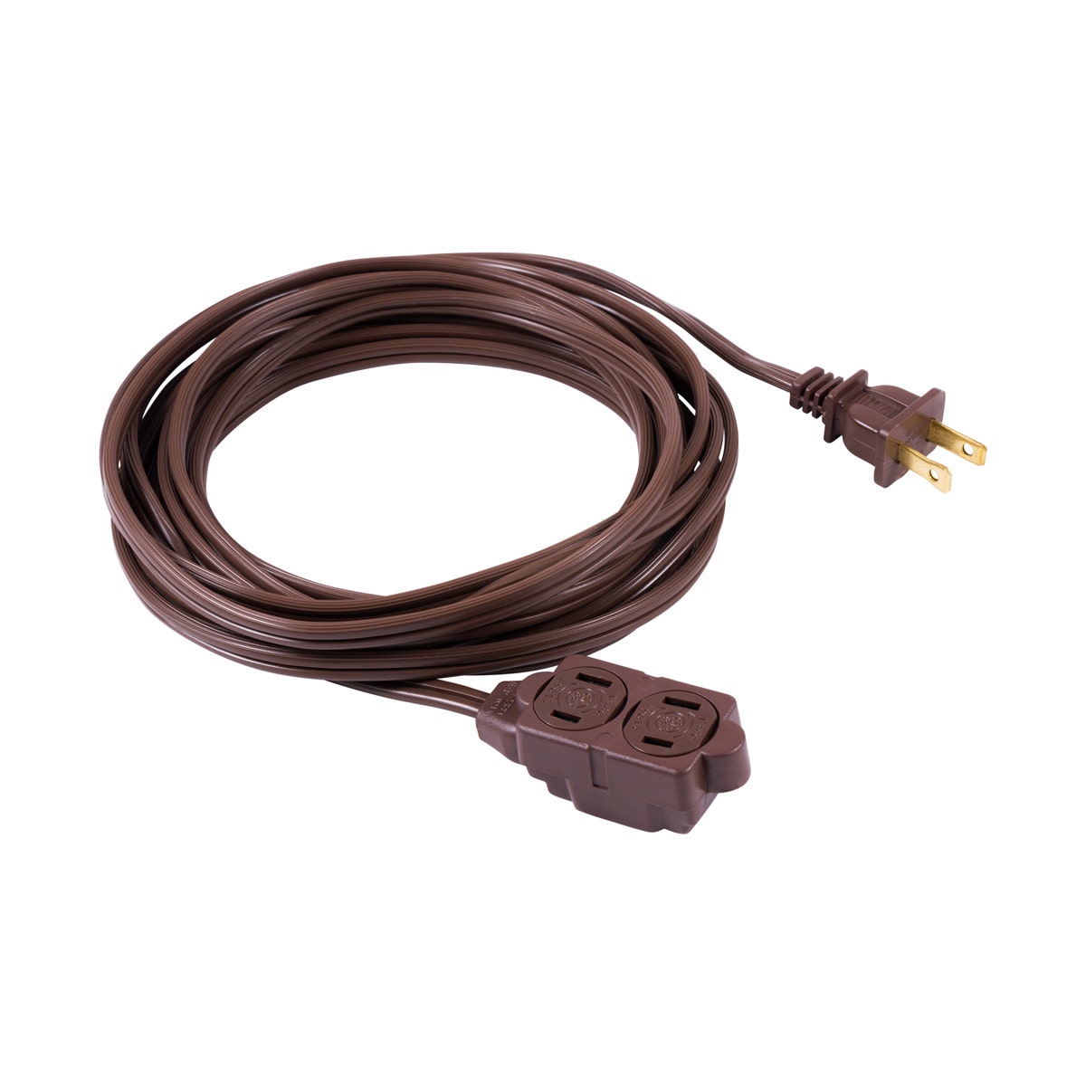 GE 3-Outlet 6ft. Extension Cord with Twist-to-Close Outlets, Brown