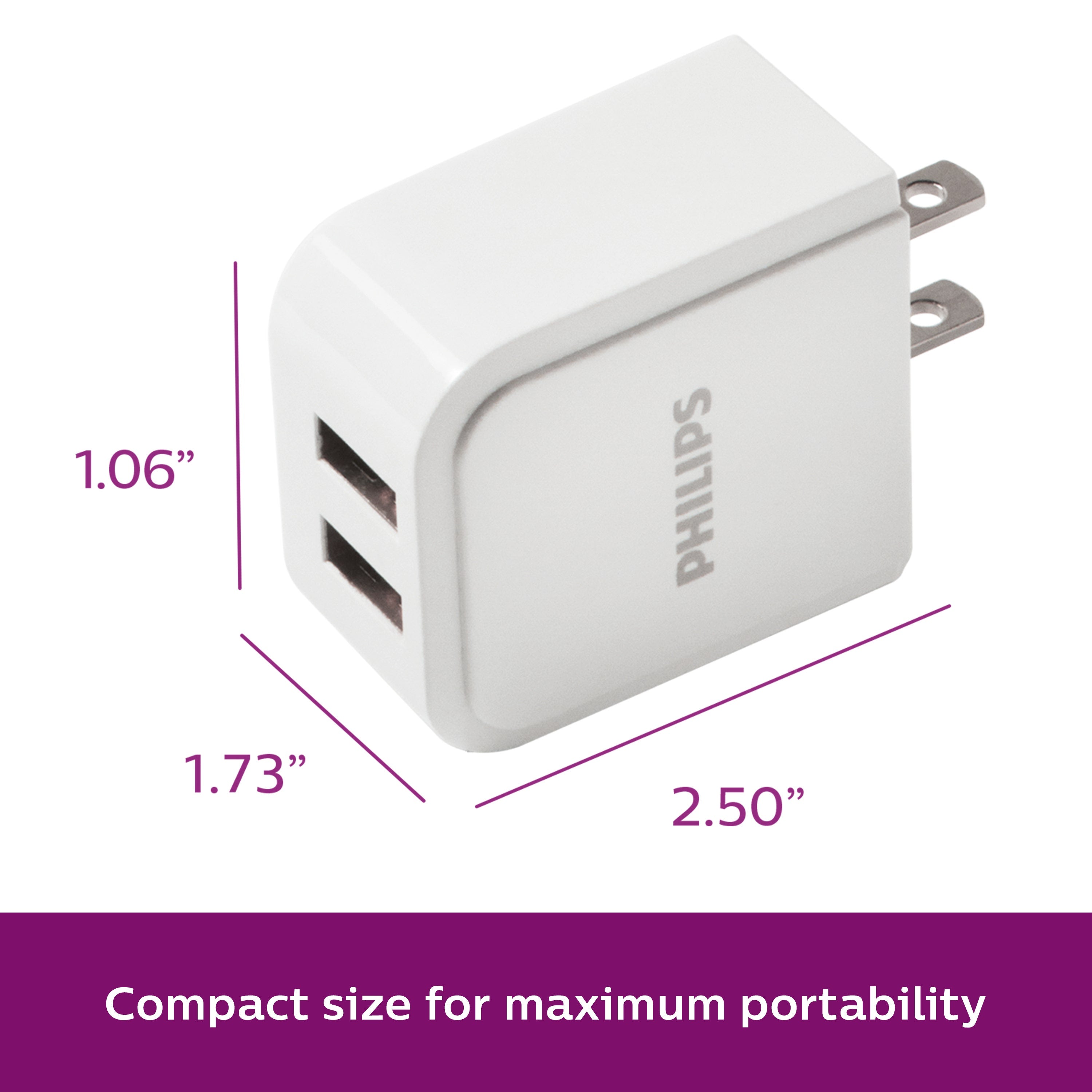 Philips 2-USB Wall Charger, White