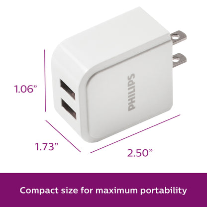 Philips 2-USB Wall Charger, White