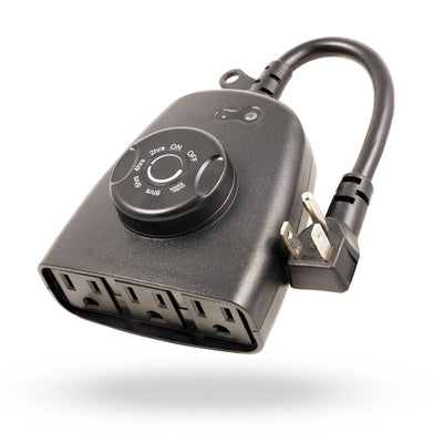 GE Outdoor 3-Outlet Photocell Timer, Black