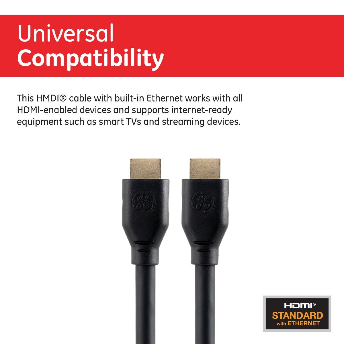 GE 25ft. HDMI Cable with Ethernet, Black