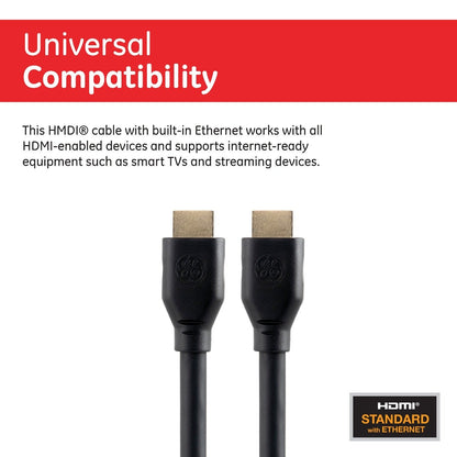 GE 25ft. HDMI Cable with Ethernet, Black