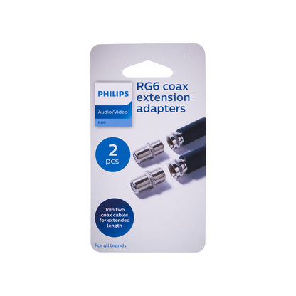 Philips Coaxial Cable Extension Adapter, 2 Pack, Silver