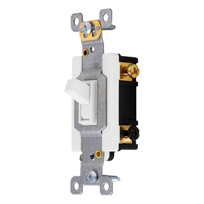 GE UltraPro Single Pole 3-Way Heavy-Duty Toggle Switch, White