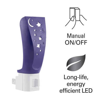 Lights by Night Moon and Stars Manual On/Off LED Night Light, Blue