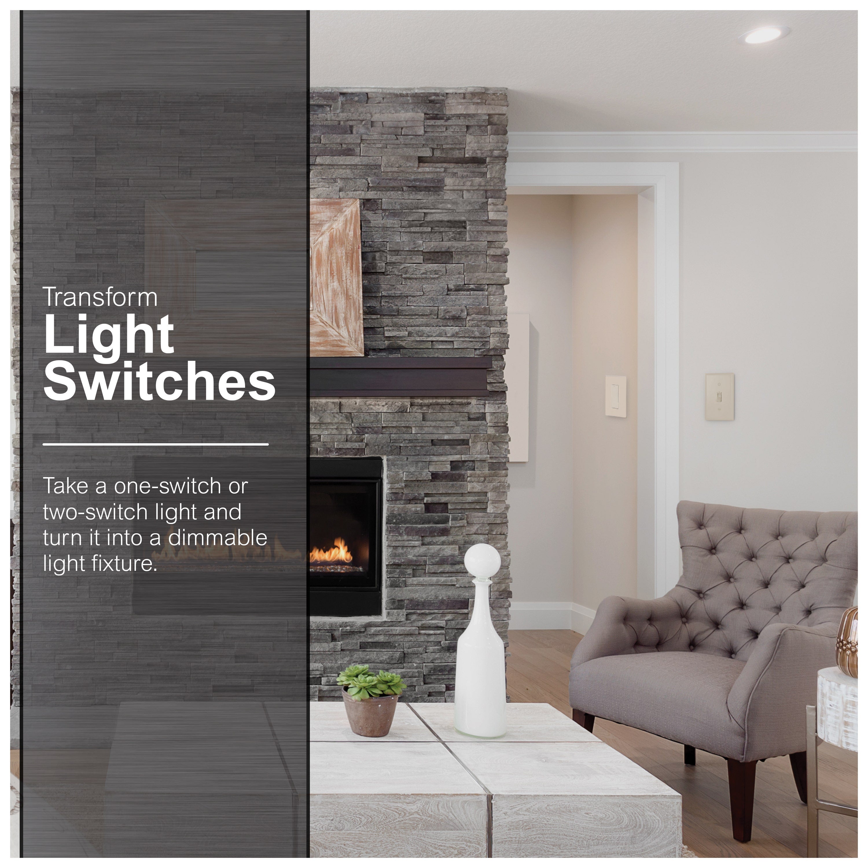 GE On/Off Single Pole Toggle Dimmer, Light Almond