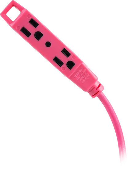 UltraPro 3-Outlet 50ft. Heavy Duty Indoor/Outdoor Extension Cord, Pink