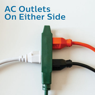 Philips 3-Outlet 25ft. Outdoor Extension Cord with Power Block, Green