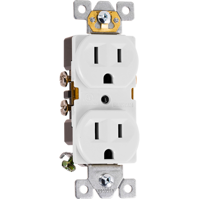 GE UltraPro Grounding Duplex Heavy-Duty Receptacle, White