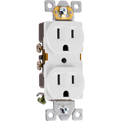 GE UltraPro Grounding Duplex Heavy-Duty Receptacle, White