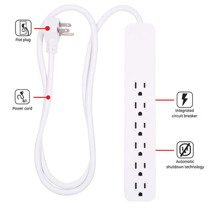 GE 6-Outlet 4ft. Surge Protector, White
