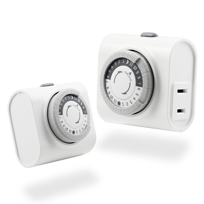GE Indoor Plug-In 24-Hour Mechanical Timer, 2 Pack, White