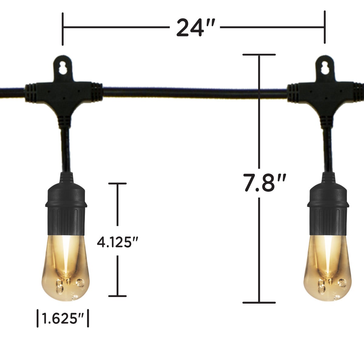 Enbrighten Vintage LED Cafe Lights, 12 Bulbs, 24ft. Black Cord