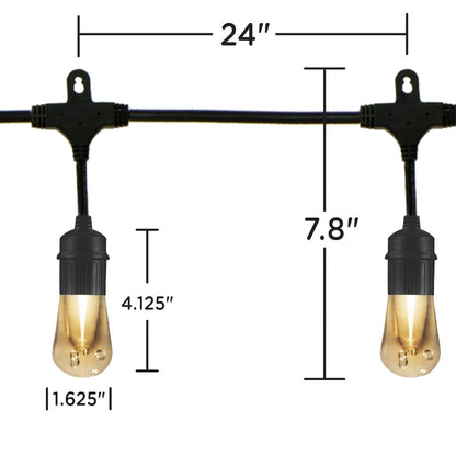 Enbrighten Vintage LED Cafe Lights, 24 Bulbs, 48ft. Black Cord