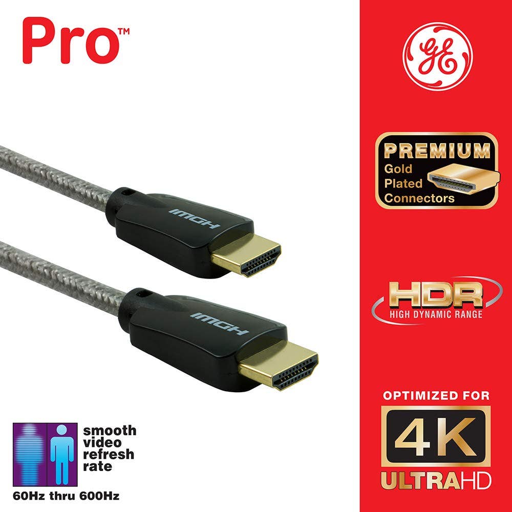 GE Pro 10ft. 4K HDMI Cable with Ethernet, Black