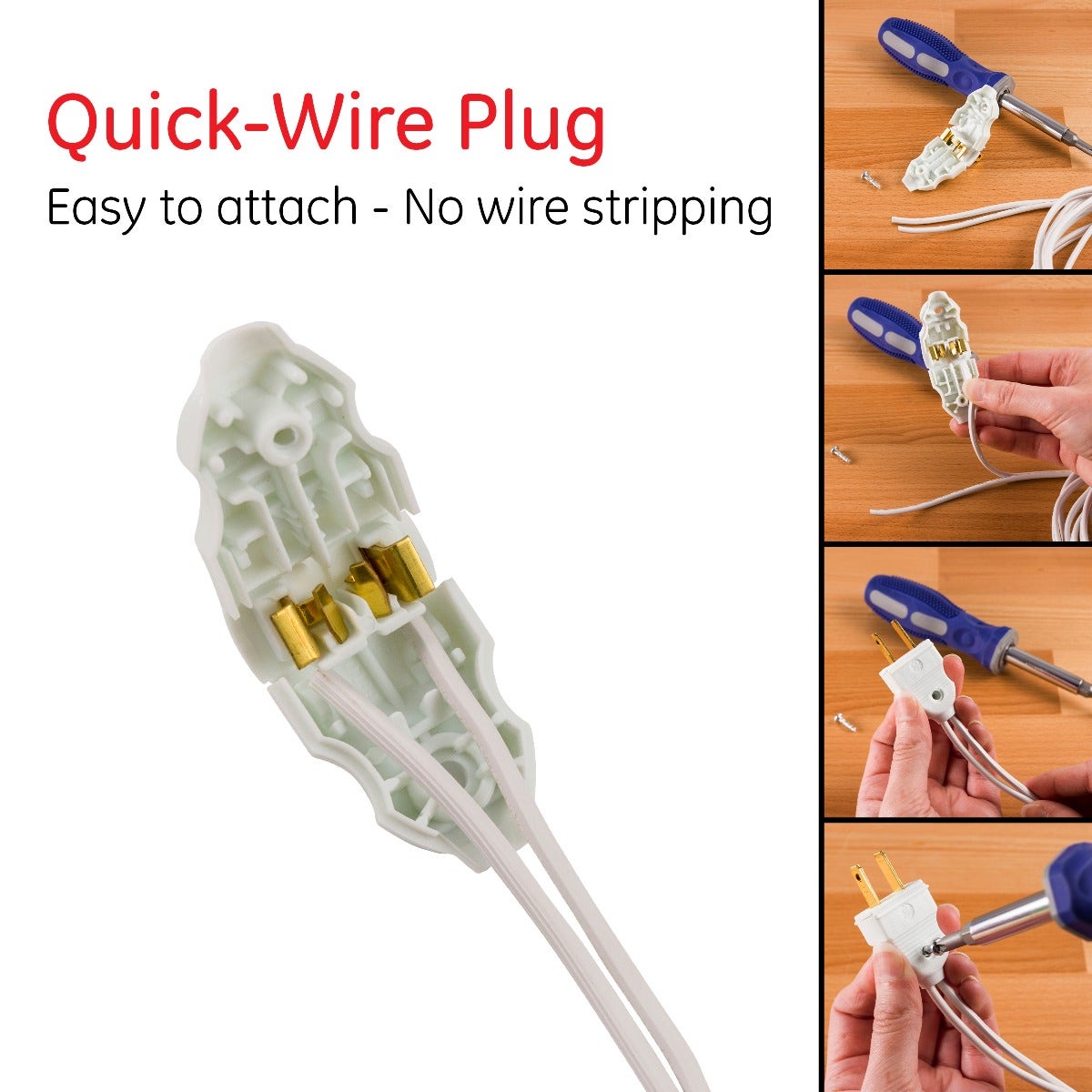 GE Quick Wire Plug, 2 Pack, White