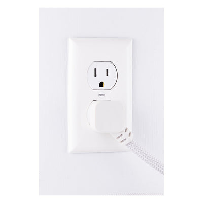 GE 3-Outlet 1ft. Mini Braided Extension Cord with Flat Plug, White/Gray