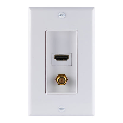 GE HDMI and Coax Cable Wall Plate, White