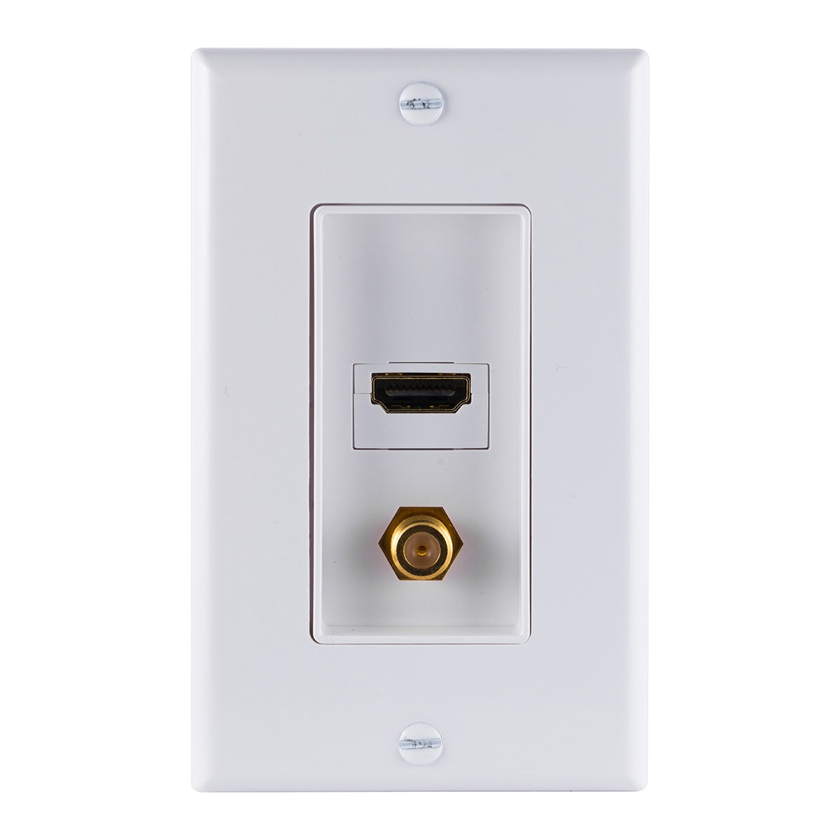 GE HDMI and Coax Cable Wall Plate, White
