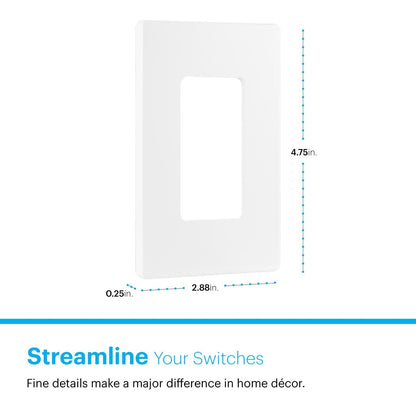 Power Gear Single Screwless Rocker Light Switch Wall Plate, 5 Pack, White
