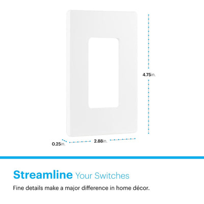 Power Gear Single Screwless Rocker Light Switch Wall Plate, 10 Pack, White