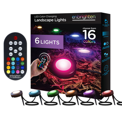 Enbrighten Seasons Color-Changing LED Landscape Lights, 6 Pucks, 40ft. Black Cord