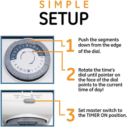 GE Indoor Plug-In 24-Hour Mechanical Timer, 2 Pack, White