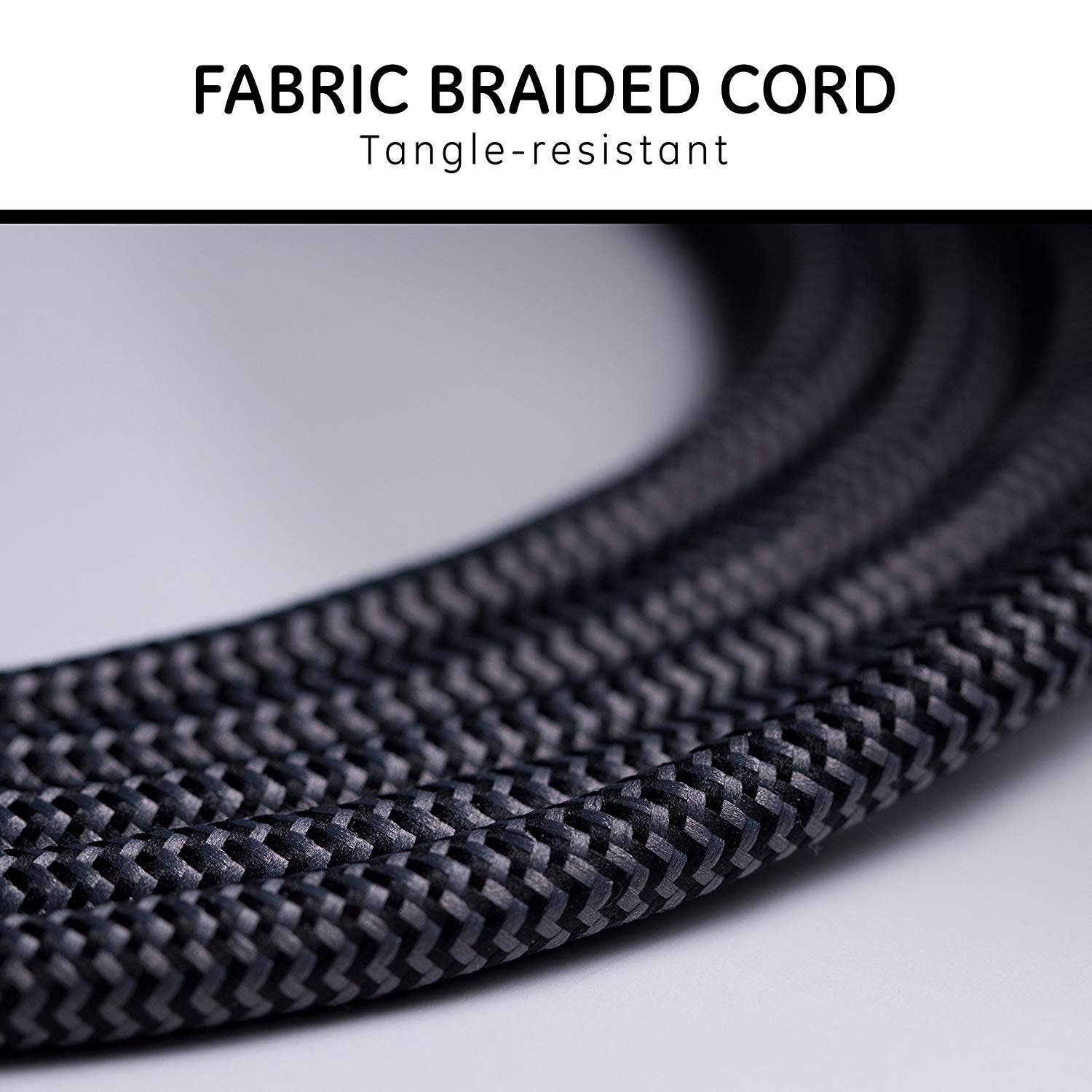 GE Pro 3-Outlet 8ft. Braided Extension Cord, Black