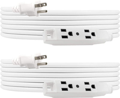 UltraPro 3-Outlet 25ft. Heavy Duty Indoor/Outdoor Extension Cord, 2 Pack, White