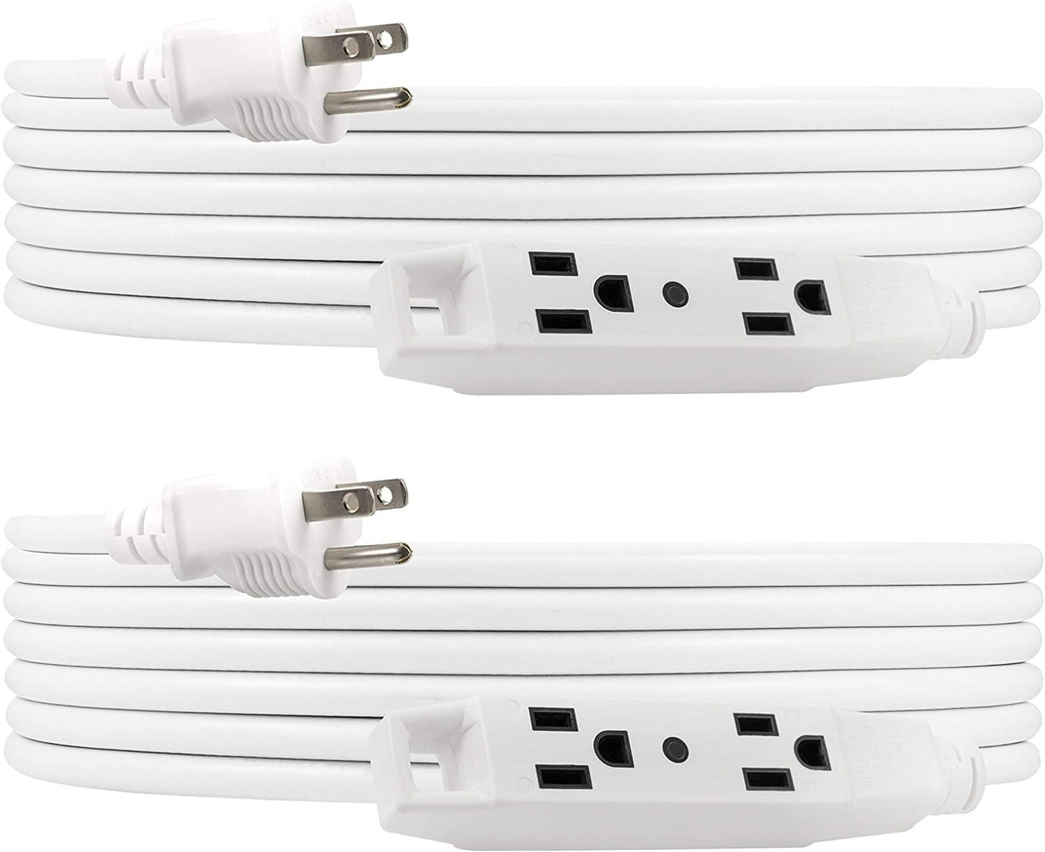 UltraPro 3-Outlet 25ft. Heavy Duty Indoor/Outdoor Extension Cord, 2 Pack, White