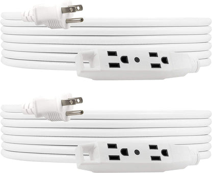 UltraPro 3-Outlet 25ft. Heavy Duty Indoor/Outdoor Extension Cord, 2 Pack, White