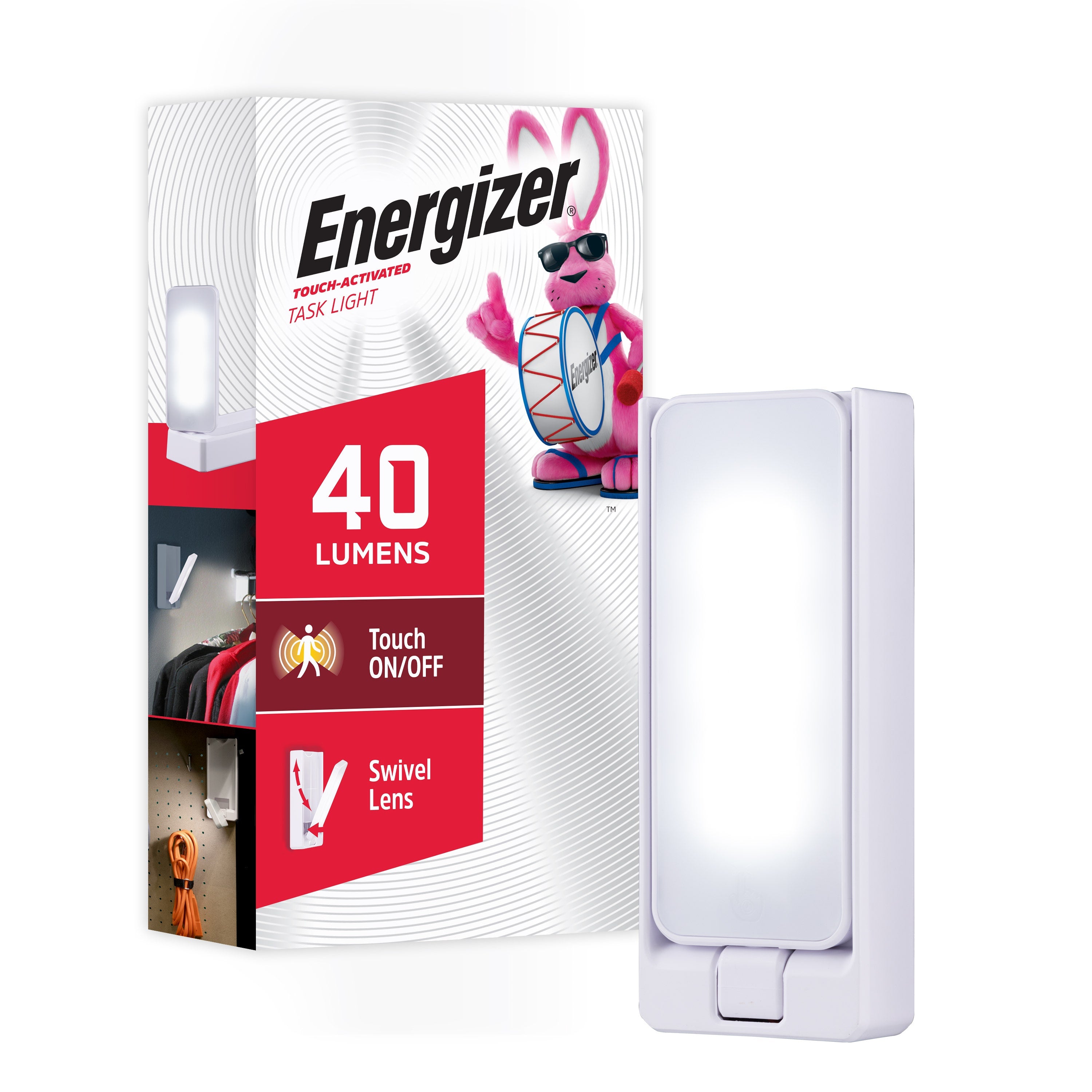 Energizer Battery Operated Swivel LED Task Light, White